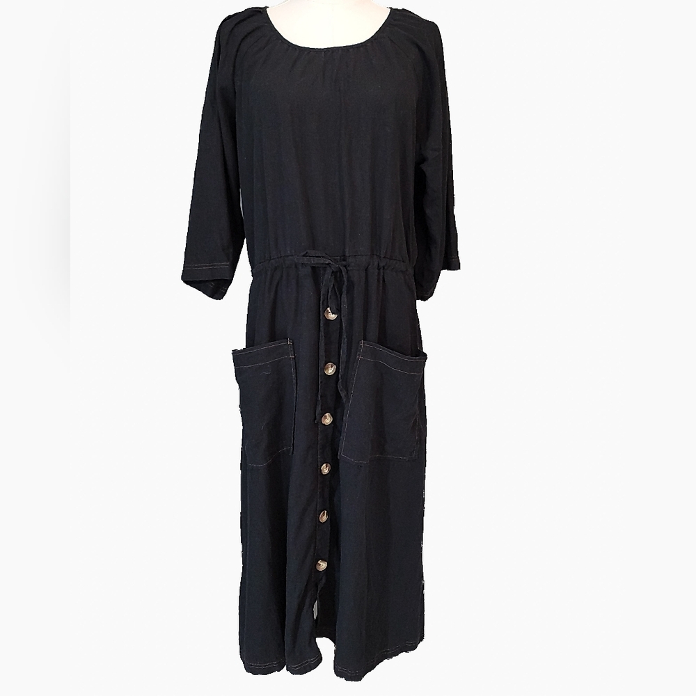 ASOS‎ Black Button-Down Midi Dress
